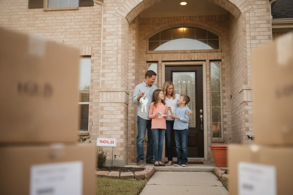 Young family in a new home, protecting their mortgage
